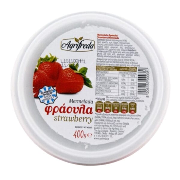 Μαρμελάδα φράουλα τάπερ 400γρ. Agrifreda