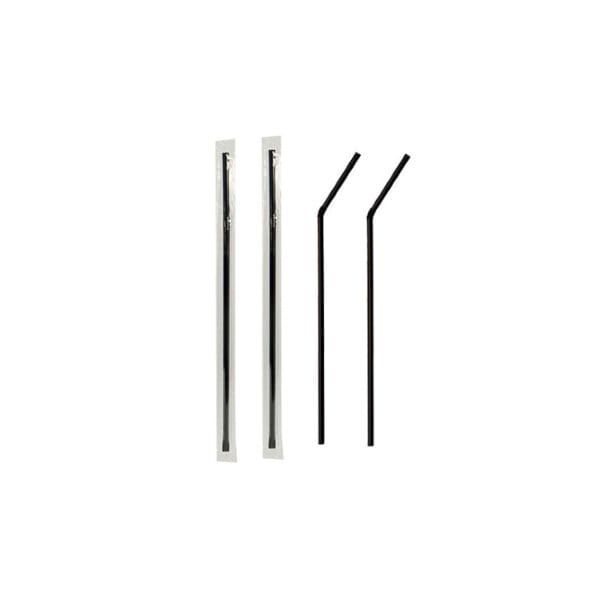 Καλαμάκι φραπέ σπαστό 1/1 επαναχρησιμοποιούμενο μαύρο 210mm x 5mm 1000 τεμάχια